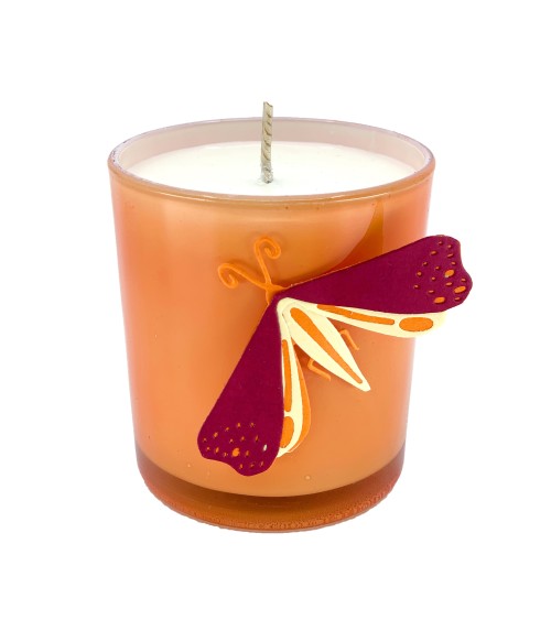 Bougie verre orange - fleur d'oranger