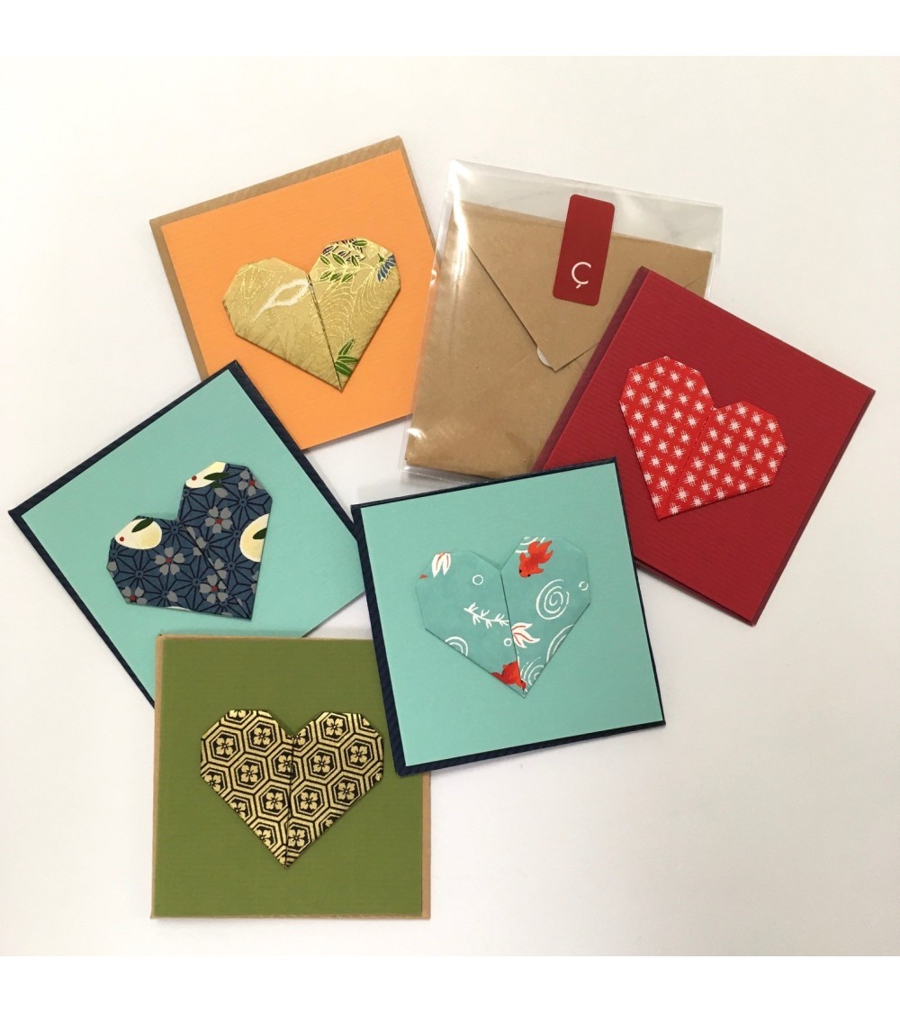 mini-cartes avec enveloppe cœur origami
